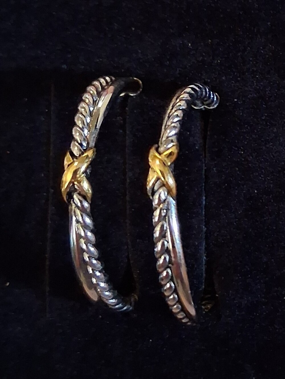 SALE!!! David Yurman Cable Twisted Two-Tone Rope Hoop Earrings - Silver & Gold